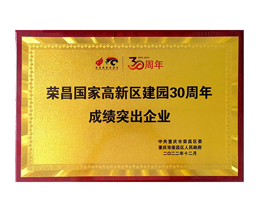 Rongchang National Hi-tech Zone 30th Anniversary Outstanding Achievement Enterprises